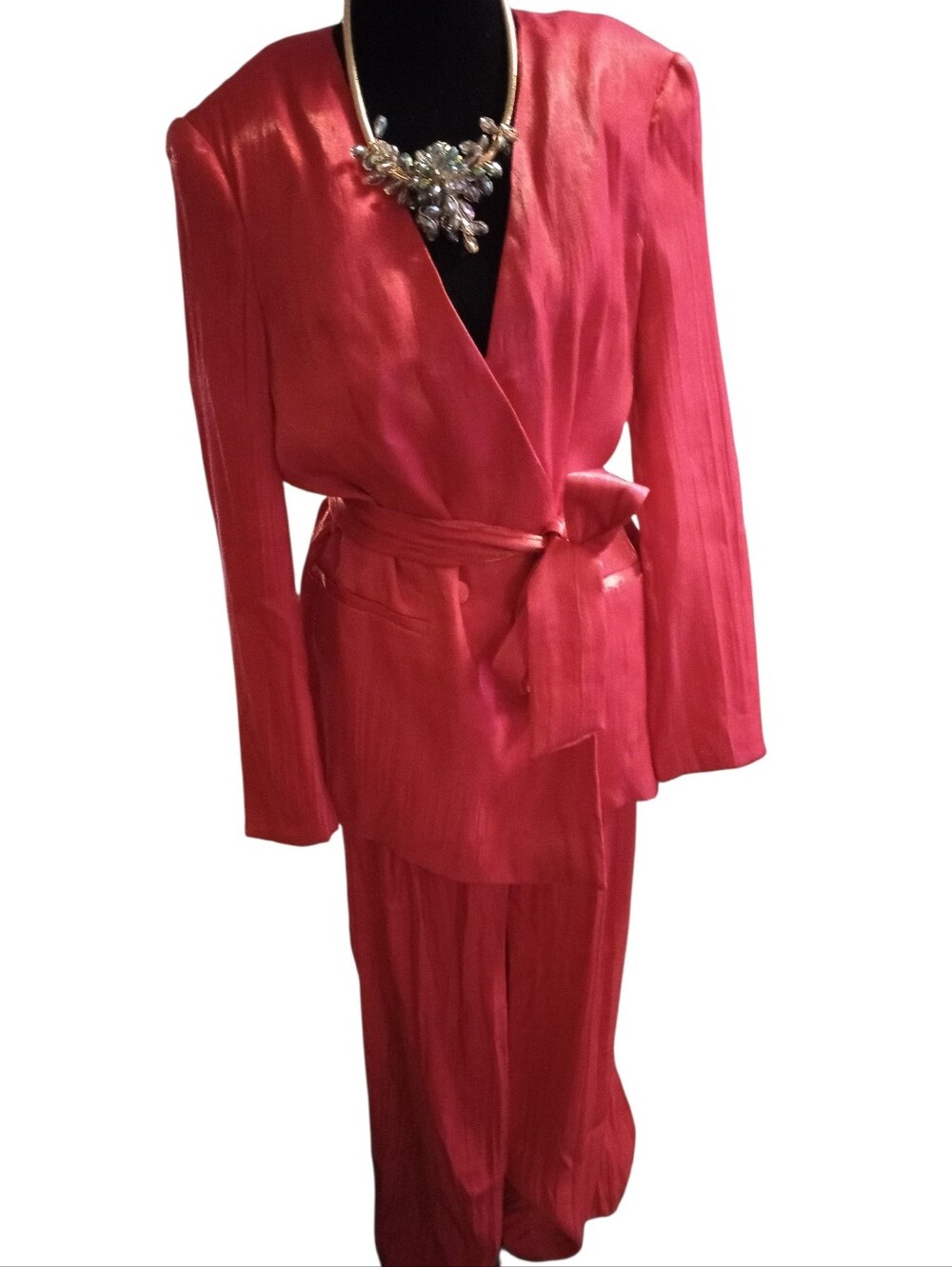 Zara Silky Wine Wrap Jacket And Pants, Stunning! A Must! NWT